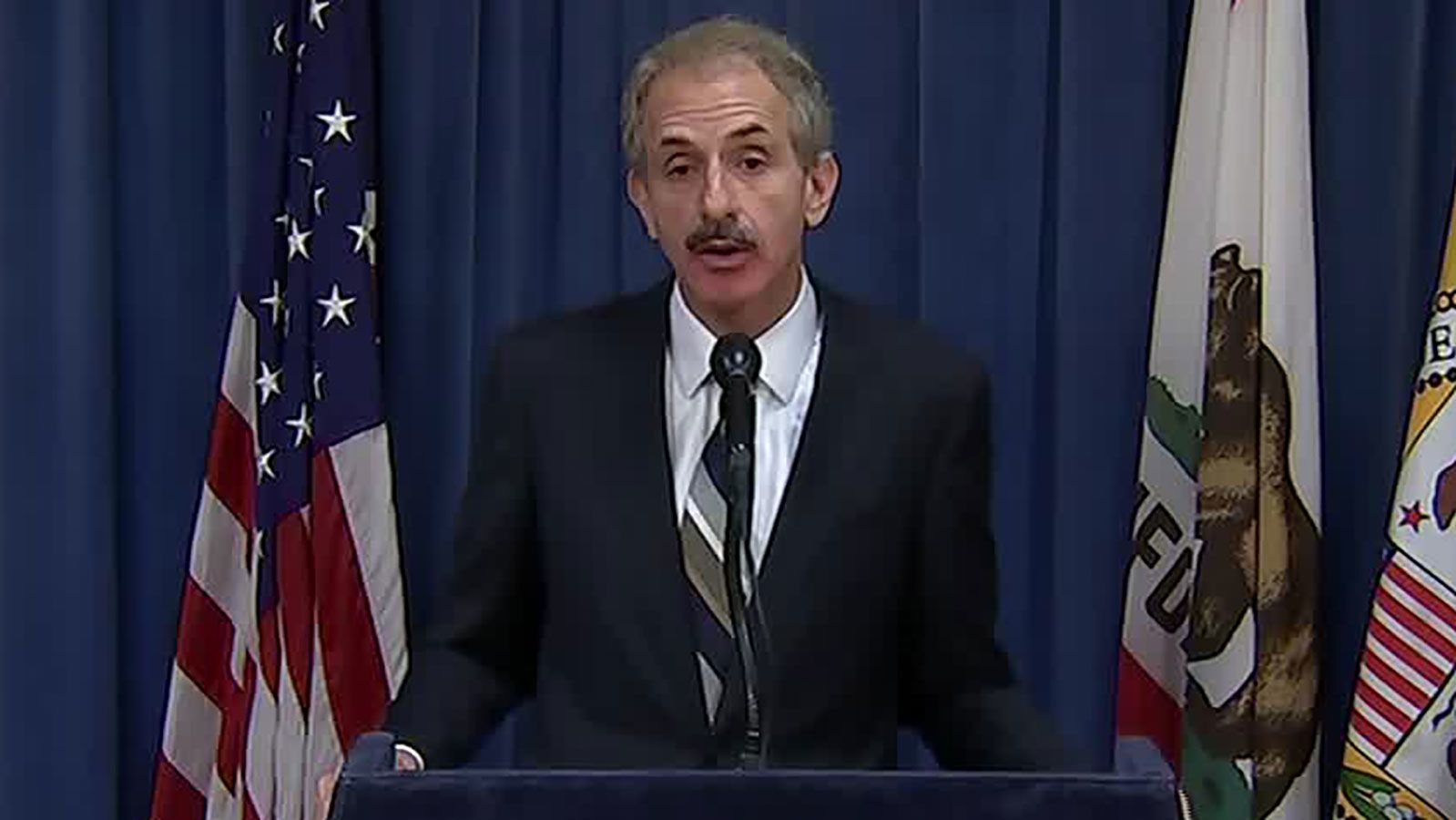 LA city attorney Mike Feuer during a press conference on Friday.