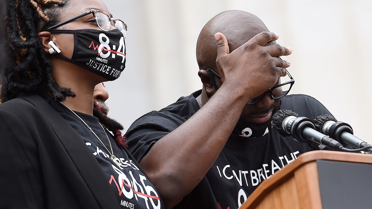 WASHINGTON, DC - AUGUST 28: Philonise Floyd delivers an emotional tribute to his late-brother, George Floyd, during the March on Washington at the Lincoln Memorial on August 28, 2020 in Washington, DC. Today marks the 57th anniversary of Rev. Martin Luther King Jr.'s "I Have A Dream" speech at the same location. (Photo by Olivier Douliery-Pool/Getty Images)