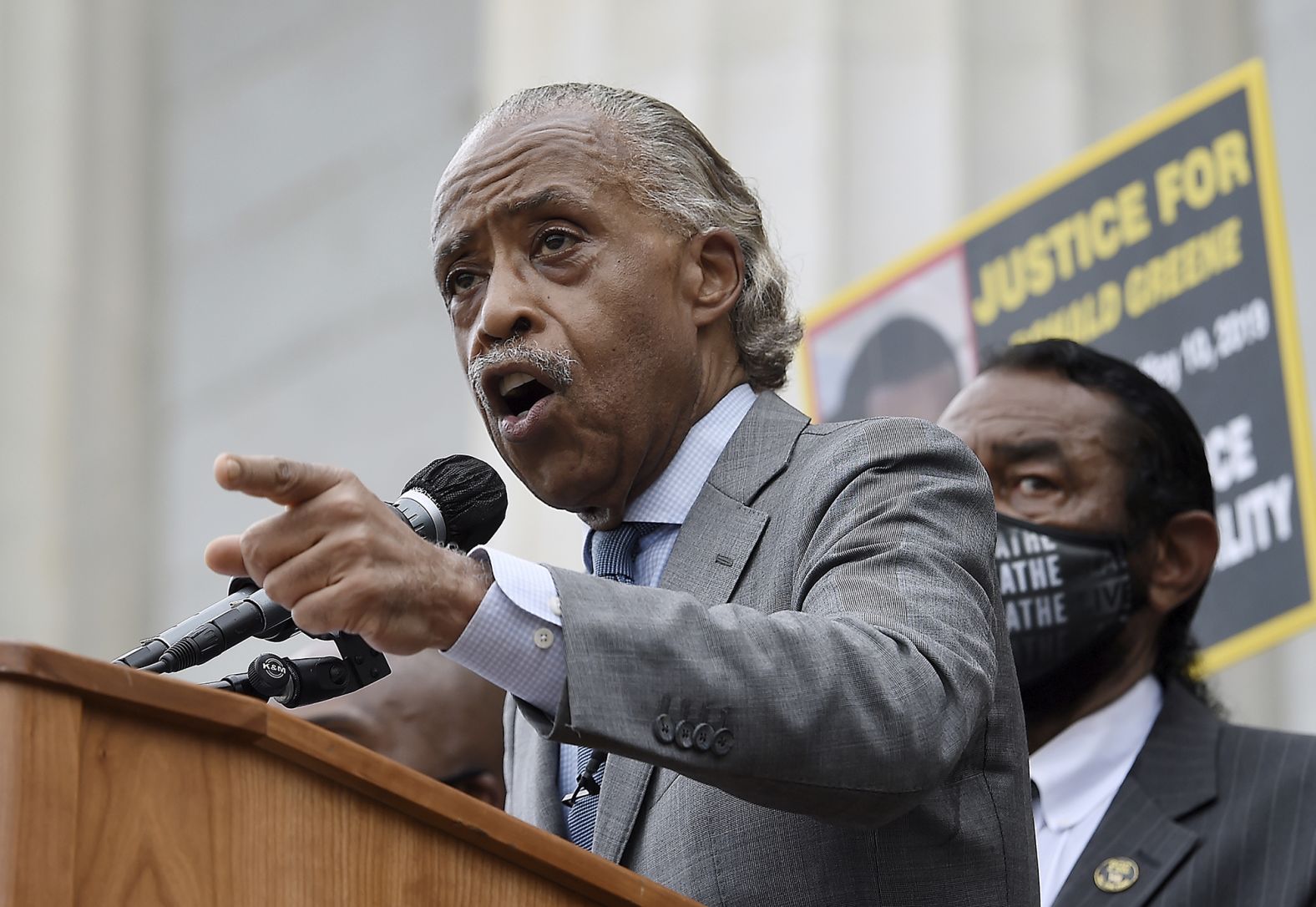 The Rev. Al Sharpton speaks at the Lincoln Memorial on August 28.