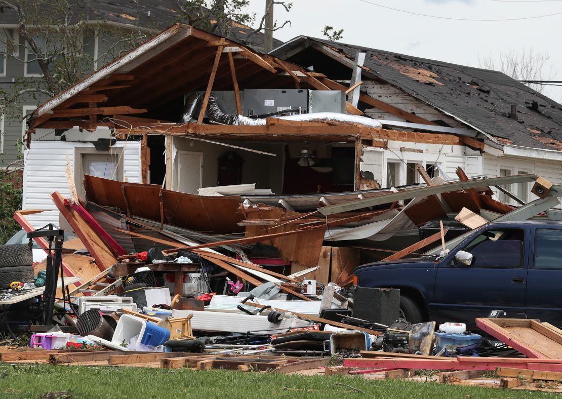 Hurricane Laura caused a storm surge of 9 to 12 feet and pummeled homes in Lake Charles, Louisiana. 