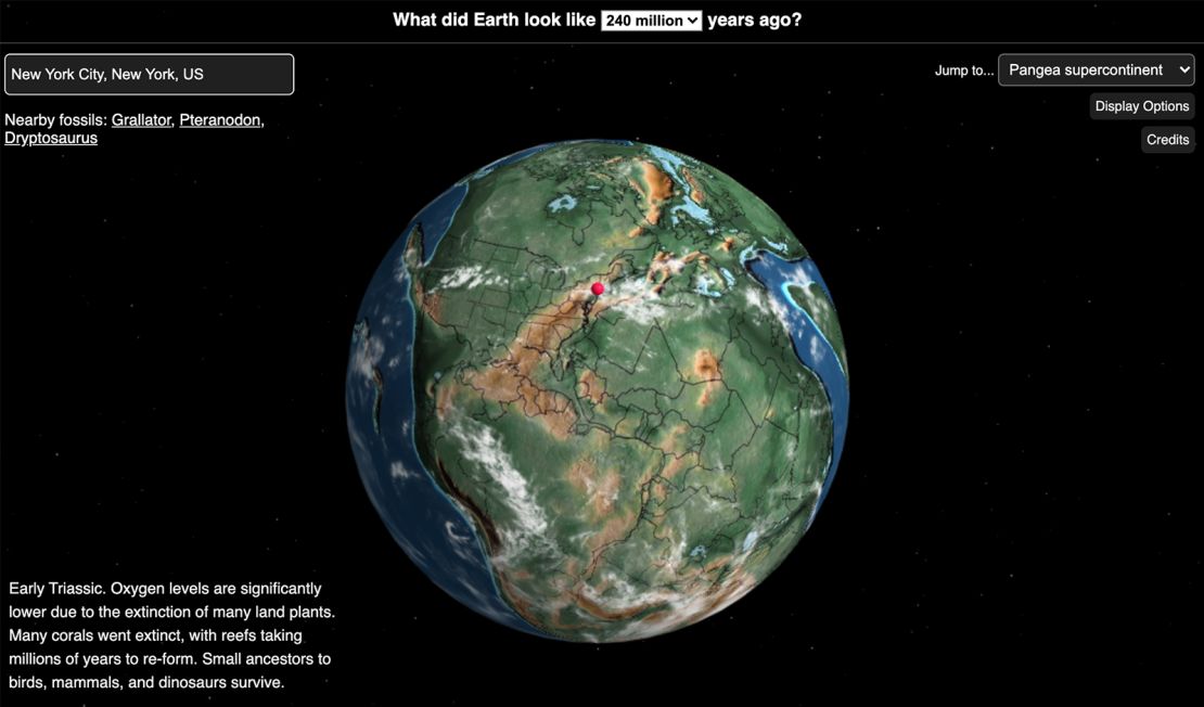 NYC on the Pangea supercontinent 240 million years ago.