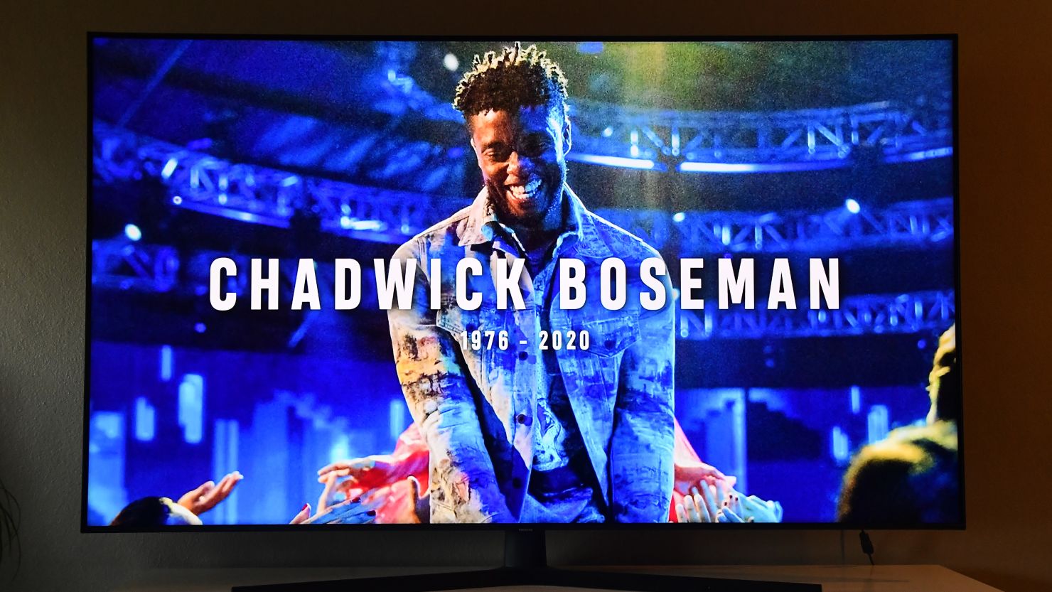 In this photo illustration, an In Memoriam for Chadwick Boseman, viewed on a laptop, is seen during the 2020 MTV Video Music Awards broadcast on August 30, 2020 in  New York City.  