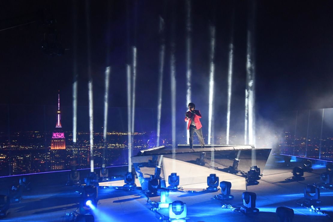 The Weeknd performs at Edge at Hudson Yards for the 2020 MTV Video Music Awards. (Photo by Kevin Mazur/MTV VMAs 2020/Getty Images for MTV)