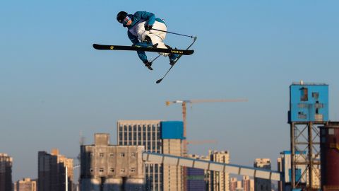 Andri Ragettli of Switzerland competes in the Men's Freeski Big Air of 2019 Air+Style Beijing FIS Snowboard World Cup at Shougang Park on December 13, 2019 in Beijing, China.