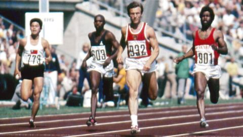 Valeri Borzov (no.232) from the USSR wins the 200m Olympic Final.
Munich, Germany - 1972