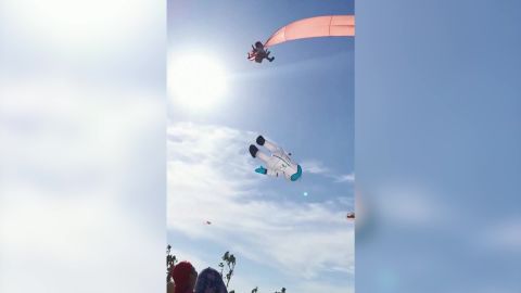 The child was in the air for about 30 seconds before she was lowered to the ground.