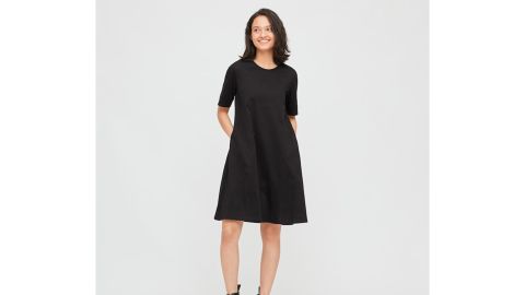 Women Mercerized Cotton Half-Sleeve A-Line Dress