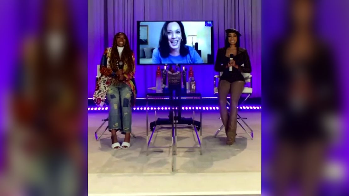 Sen. Kamala Harris made a surprise cameo appearance during the Verzuz live battle between Brandy and Monica.