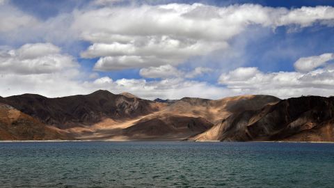 This photo taken on September 14, 2018, shows a general view of Pangong Lake from the Indian-controlled side. 