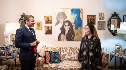 French President Emmanuel Macron began his visit to Lebanon with a dinner with the cultural icon and singer Fairuz.