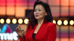 Detained CGTN business anchor Cheng Lei speaks at the 2019 Web Summit in Lisbon, Portugal.