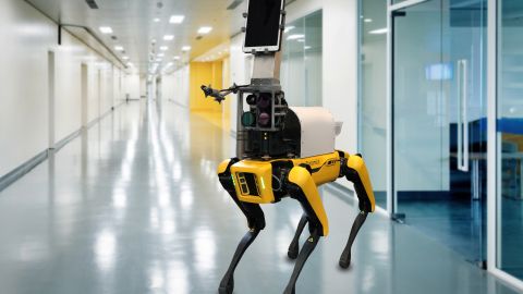 Researchers modified Boston Dynamics' dog-like robot spot to measure patients' vital signs.