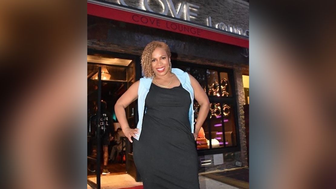 Alyah Horsford-Sidberry stands in front of her business, the Cove Lounge, in Harlem, New York, in this undated photo.