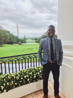 Javon Price stands on the South Lawn of the White House.