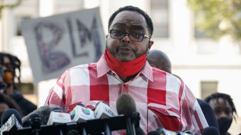 Jacob Blake, Sr., father of Jacob Blake, Jr., speaks during a news conference outside of the County Courthouse in Kenosha, Wisconsin on August 25.