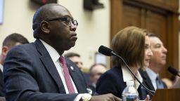 Rodney Hood, chairman of the National Credit Union Administration, listens during a House Financial Services Committee hearing in Washington, D.C., U.S., on Thursday, May 16, 2019. A top Democratic lawmaker yesterday questioned whether the Federal Reserve Vice Chairman can be trusted when he says leveraged lending isn't a current threat to the financial system, pointing to his failure to foresee similar dangers before the credit crisis a decade earlier. Photographer: Anna Moneymaker/Bloomberg via Getty Images