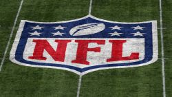 LONDON, ENGLAND - OCTOBER 13: A detailed view of the NFL logo on the field during the NFL game between Carolina Panthers and Tampa Bay Buccaneers at Tottenham Hotspur Stadium on October 13, 2019 in London, England. (Photo by Naomi Baker/Getty Images)