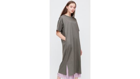 Women Mercerized Cotton Short-Sleeve Long Dress