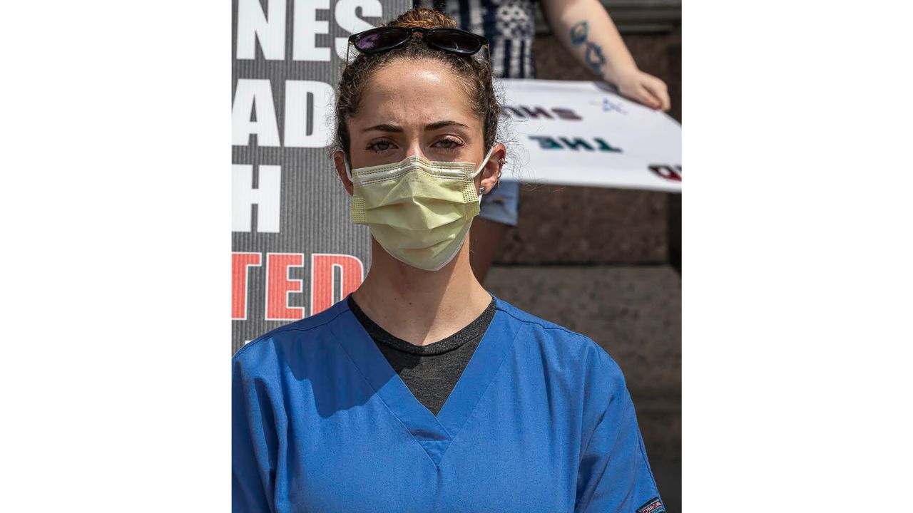Sierra Levin silently counterprotested a rally to reopen Texas at the State Capitol.
