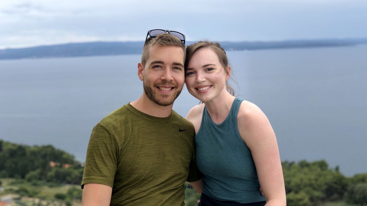 American Sarah Archer, right, and her boyfriend, Christian, reunited in Europe in July.