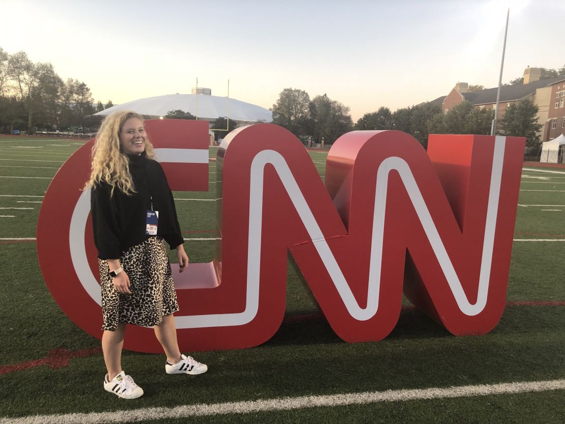 Julie Gallagher at CNN's Democratic primary debate in Westerville, Ohio, in October 2019. As with all US political journalists, 2020 was set to be a very busy work year.