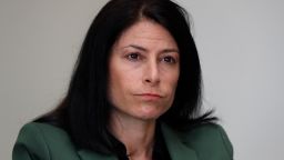 In this June 4, 2019, photo, Dana Nessel, Attorney General of Michigan, listens to a question from reporters in Detroit.