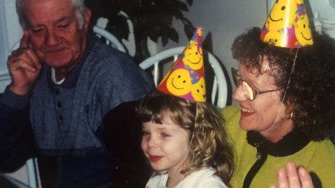 Gallagher, at age 3, chose the cake for her grandmother's birthday in 1998. She lost both Eleanor and Donald Gallagher within a few months this year, all while starving herself.