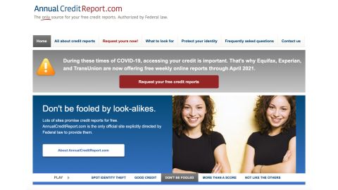 Make sure you're using the right website when requesting your free annual credit report.