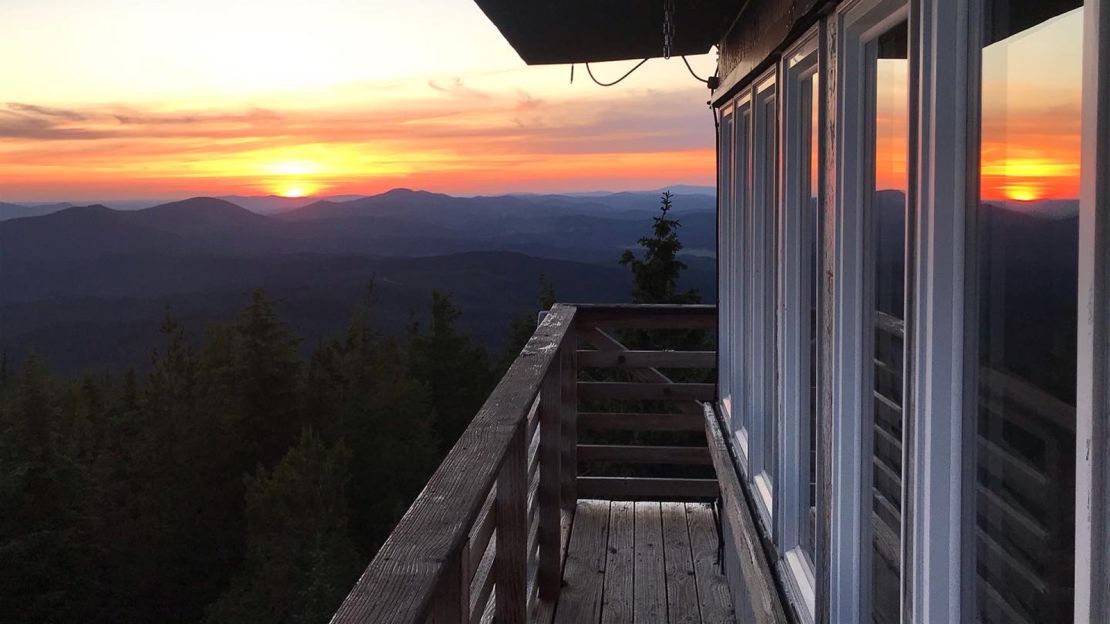 A spectacular sunset at the Big Creek Baldy tower is an appealing part of an overnight here.