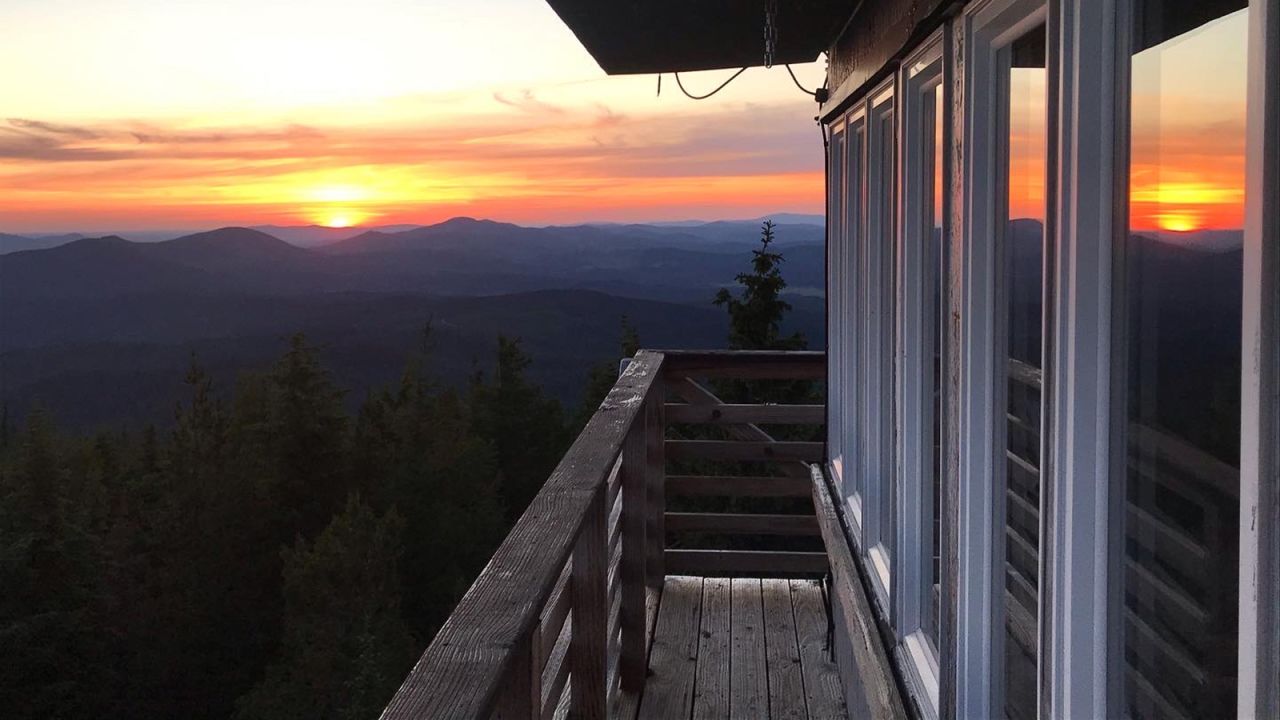 A spectacular sunset at the Big Creek Baldy tower is an appealing part of an overnight here.