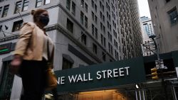 People walk by Wall Street in lower Manhattan on September 02, 2020 in New York City. The Dow gained 454.84 points, or 1.59 percent, to close at 29,100.50. Closing less than 2 percent from an all-time high, the Dow posted its best rally since mid-July and closed.  (Photo by Spencer Platt/Getty Images)