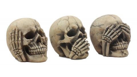 World Menagerie Three-Piece Gothic Skulls Figurine Set
