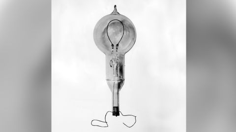 The first electric light bulb, invented by Thomas Alva Edison in 1879 and patented on January 27, 1880.  