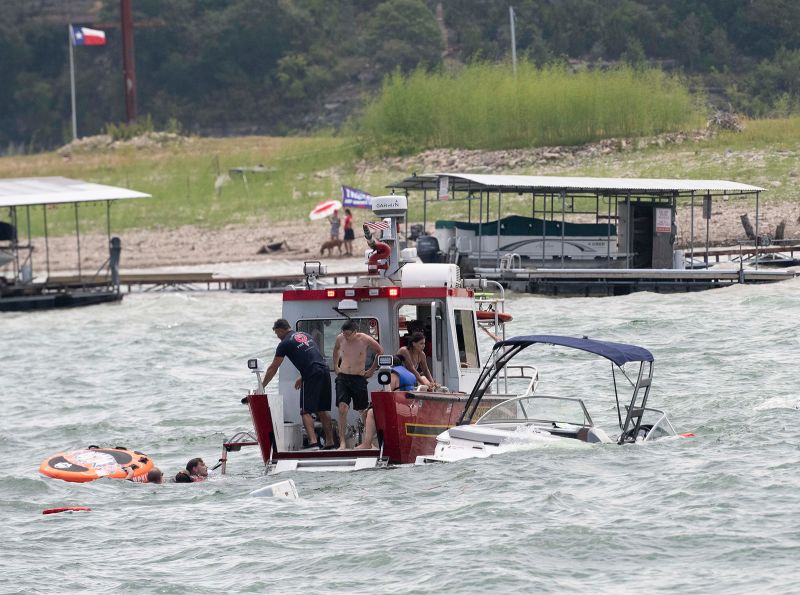 The wake of other boats in a pro Trump parade in Texas caused 5