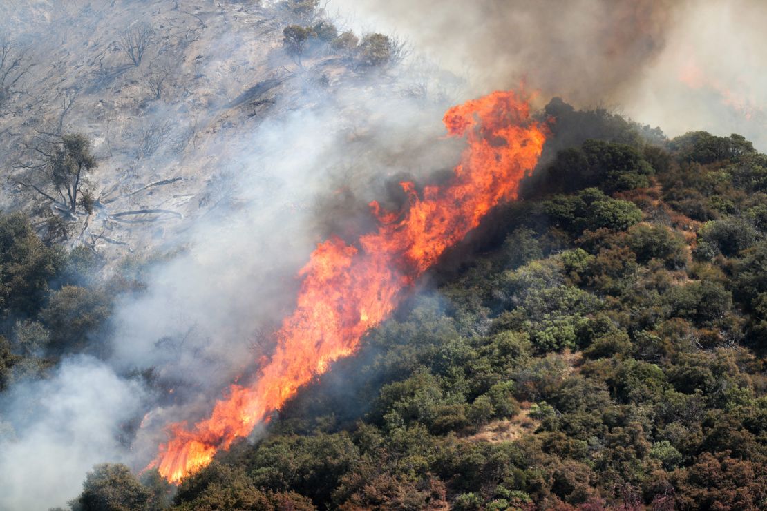 The El Dorado Fire burns in the San Bernardino National Forest near Oak Glen, California, on Sunday, September 6, 2020. 
