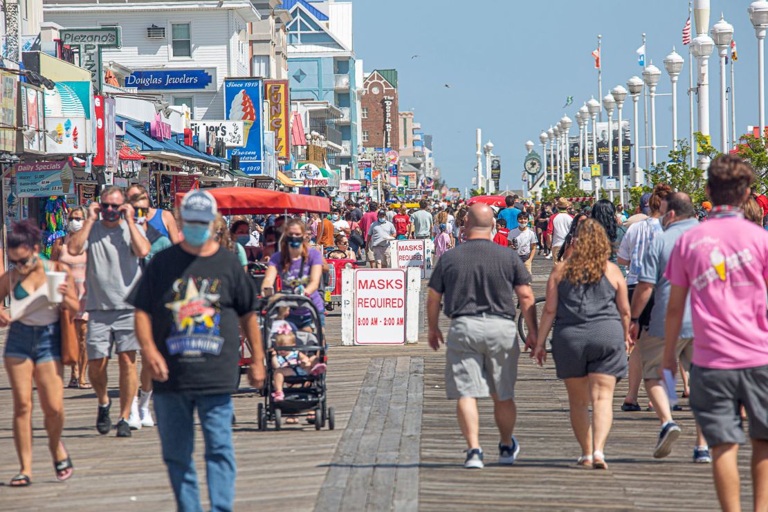 Masks are required on the boardwalk in Ocean City, Maryland, during Labor Day weekend.