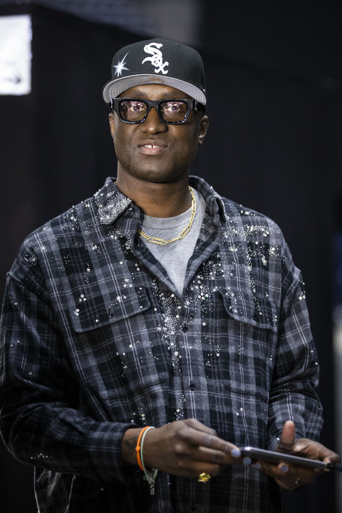 Virgil Abloh backstage before the Off-White Womenswear Fall/Winter 2020/2021 show in Paris