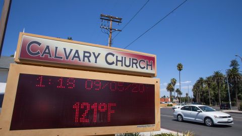 The thermometer registers a record breaking 121 degrees Fahrenheit  in Woodland Hills, California.