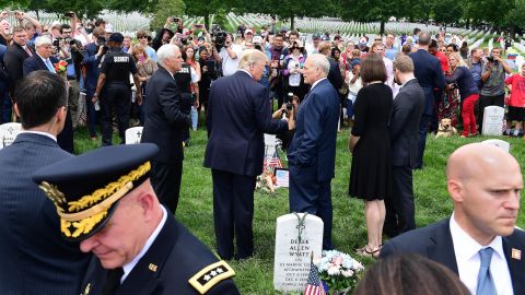 President Donald Trump with John Kelly on Memorial Day at Arlington National Cemetery on Monday May 29, 2017.