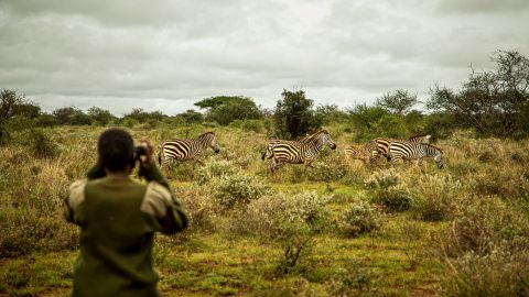 Community ranger Ruth Sikeita (27), from Olaisiti conducts a daily widlife patrol at the Olgulului Ololarashi Group Ranch in Kajiado, Thursday, Apr. 23, 2020. "I look after wild animals, providing security for the wildlife. Ensuring that they are safe. It's
important because animals are like us, they need to be safe like us. They benefit us,
tourists visit here because of the wild animals and we are employed," she said. Supported by IFAW, rangers like Ruth are continuing their work during the global coronavirus pandemic despite being isolated from their families. Will Swanson for IFAW.