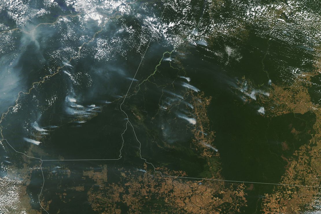 NASA satellite photo shows smoke from fires in the Brazilian Amazon on August 1
