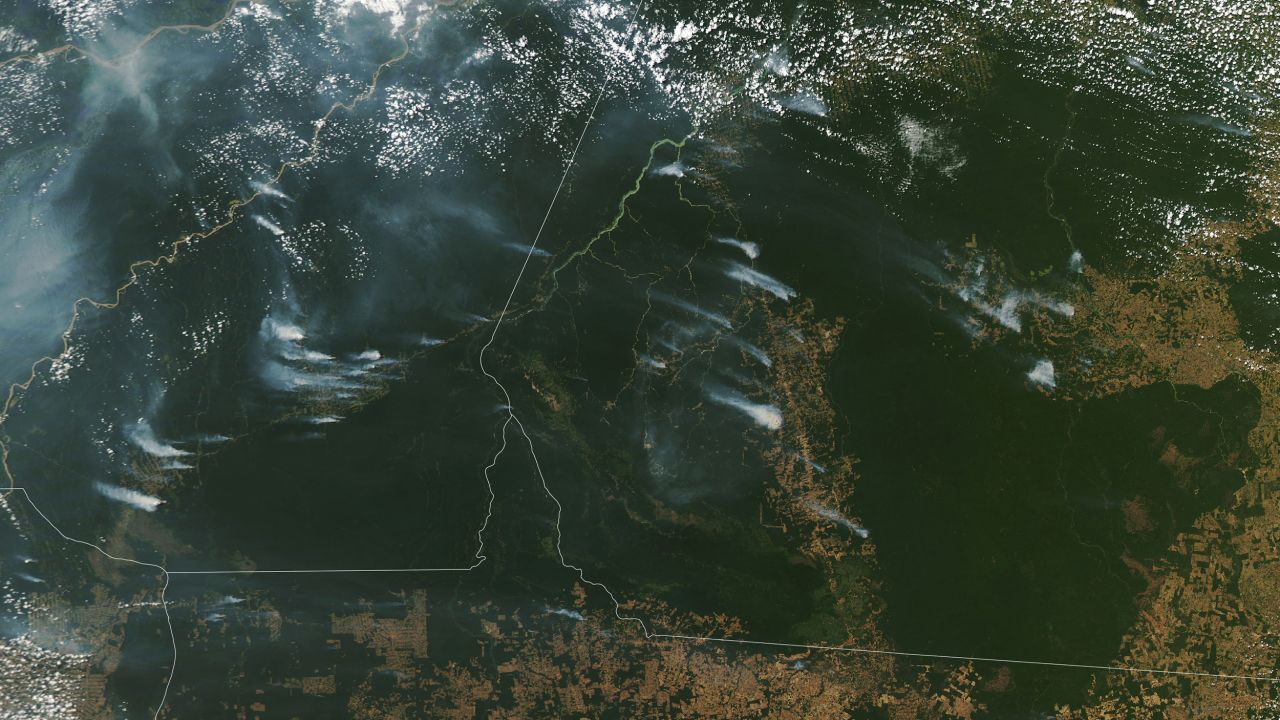 NASA satellite photo shows smoke from fires in the Brazilian Amazon on August 1