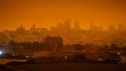 The skyline in the distance behind Crissy Field is barely visible with smoke from wildfires Wednesday, Sept. 9, 2020, in San Francisco. (AP Photo/Eric Risberg)