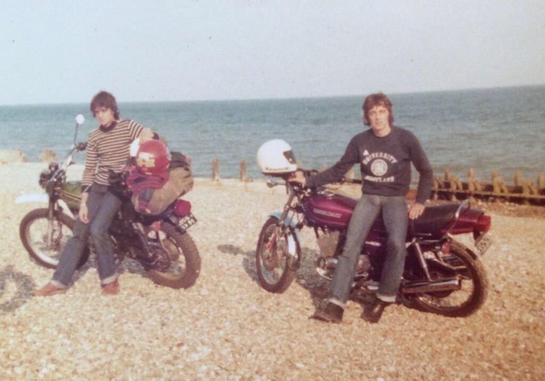 Poncharal on the UK's Brighton Beach in 1977, with his brother, Olivier