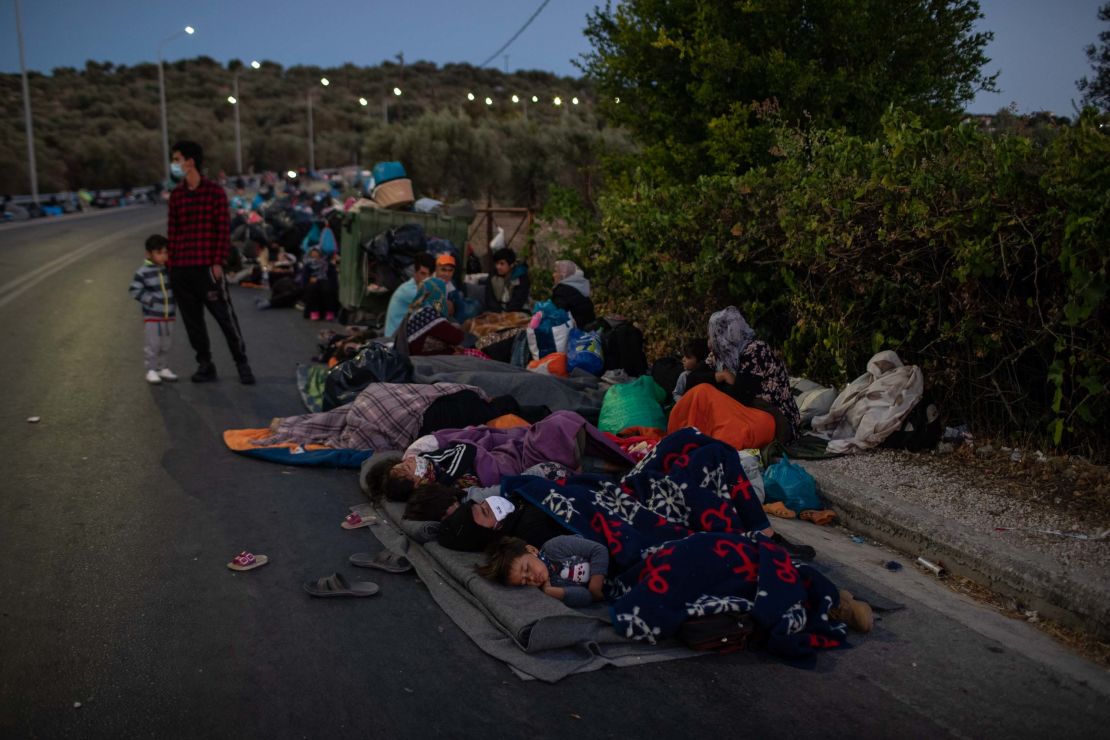 A series of fires destroyed the island's notoriously overcrowded refugee camp, leaving thousands of people in desperate need of shelter. 