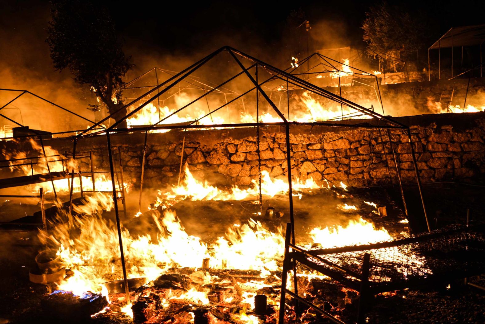 Fires continue to blaze for a second night.