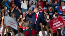 President Donald Trump addresses the crowd during a campaign rally at Smith Reynolds Airport on September 8, 2020 in Winston Salem, North Carolina. The president also made a campaign stop in South Florida on Tuesday.