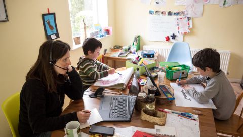 Moira, an employee of a regional council, works from home Marsden, near Huddersfield, during the pandemic.