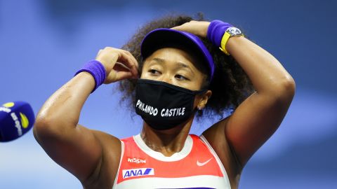 Naomi Osaka of Japan speaks after winning her Women's Singles semifinal match at the 2020 US Open on September 10, 2020
