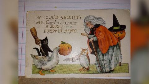 The postcard arrived just in time for Halloween.